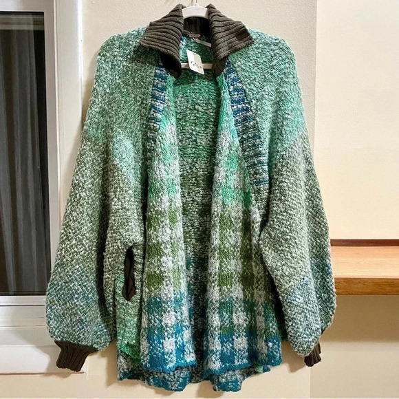 New Free People Time After Time Cardigan Sweater Jacket in Green Jade Medium - Picture 16 of 17